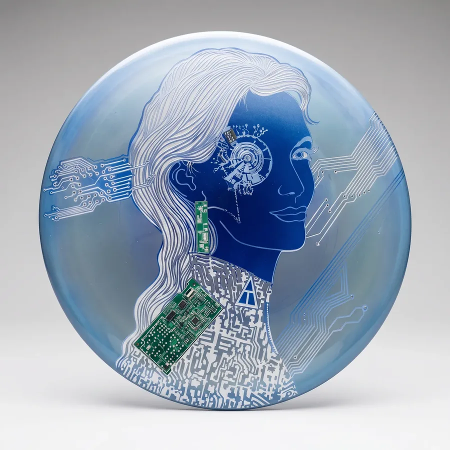 Plate II from Alluring Cyborg Series, a glass artwork by Trish Duggan