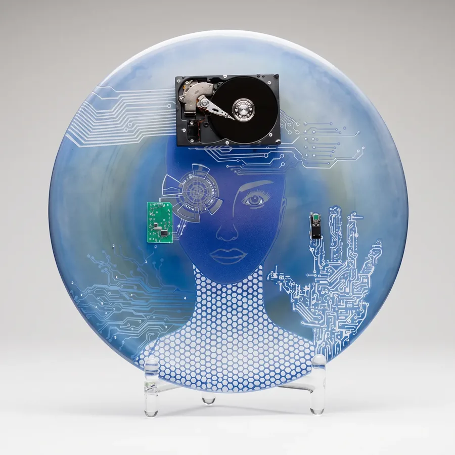 Plate V from Alluring Cyborg Series, a glass artwork by Trish Duggan
