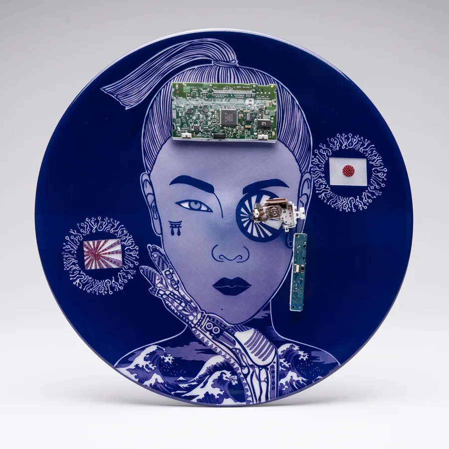 Plate VI from Alluring Cyborg Series, a glass artwork by Trish Duggan