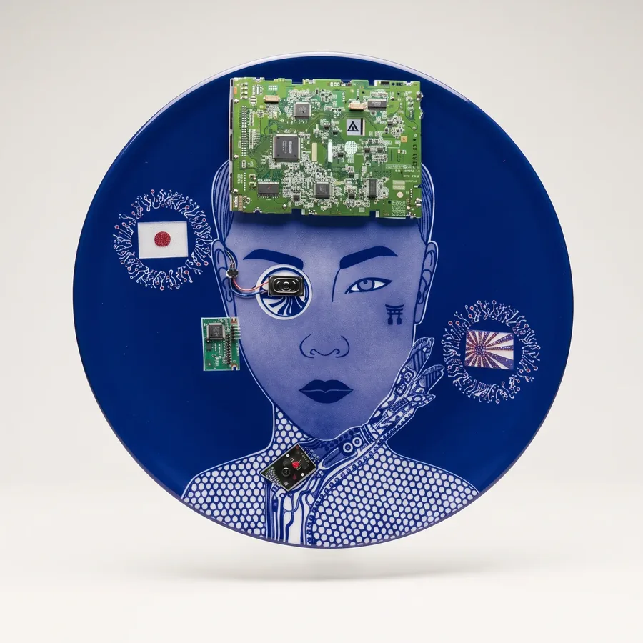 Plate VII from Alluring Cyborg Series, a glass artwork by Trish Duggan