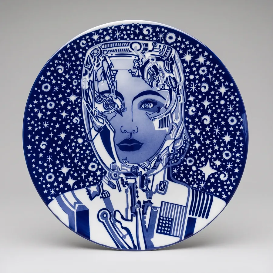 Plate IX from Alluring Cyborg Series, a glass artwork by Trish Duggan