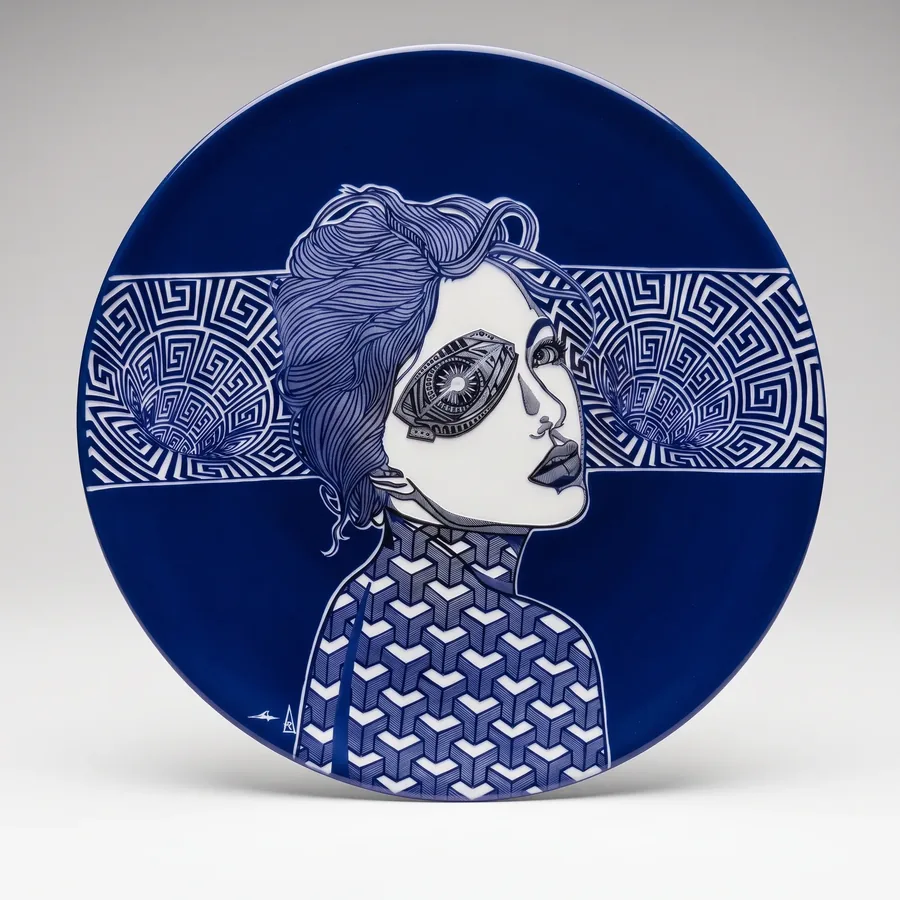 Plate X from Alluring Cyborg Series, a glass artwork by Trish Duggan