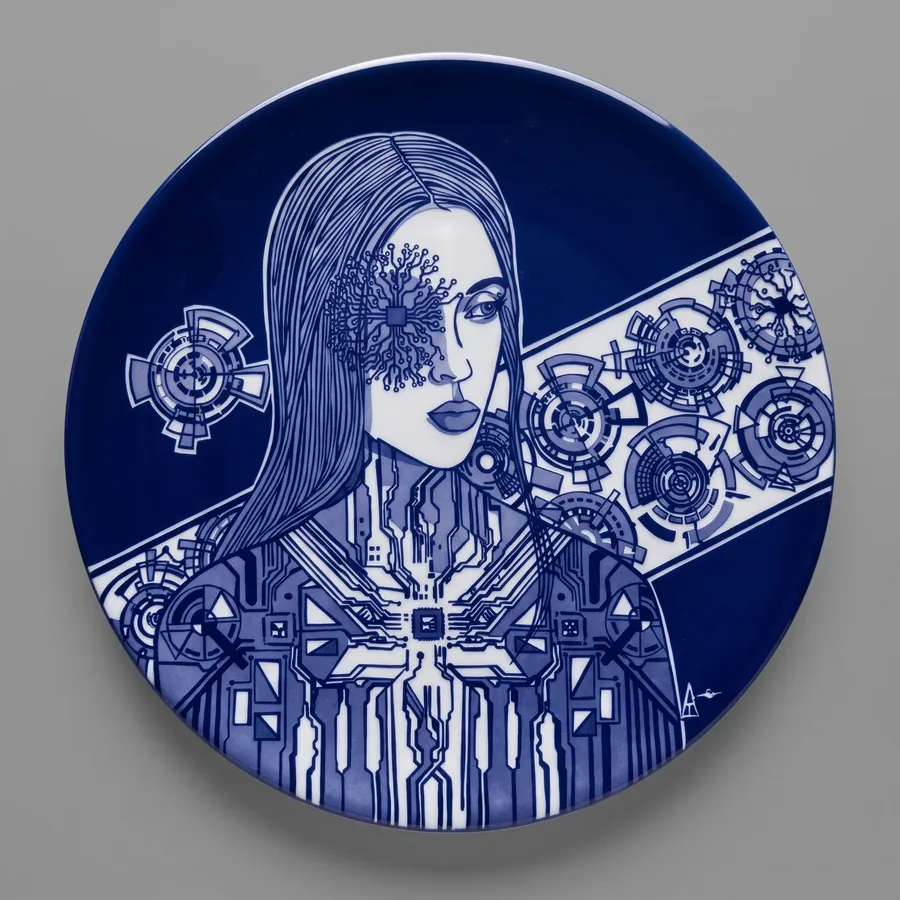 Plate XII from Alluring Cyborg Series, a glass artwork by Trish Duggan