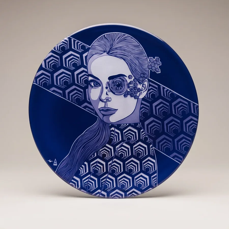 Plate XIII from Alluring Cyborg Series, a glass artwork by Trish Duggan