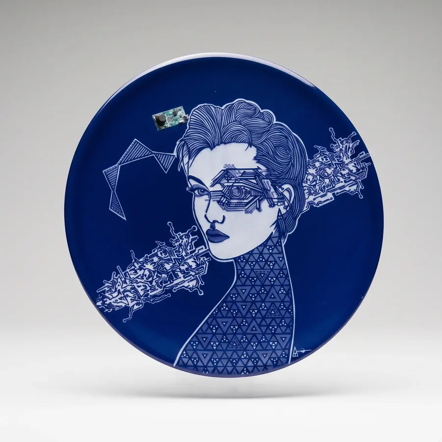 Plate XVI from Alluring Cyborg Series, a glass artwork by Trish Duggan