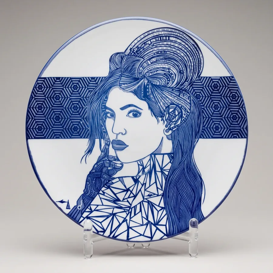 Plate XIX from Alluring Cyborg Series, a glass artwork by Trish Duggan