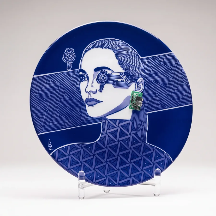 Plate XXII from Alluring Cyborg Series, a glass artwork by Trish Duggan