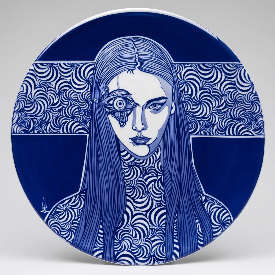 Plate XXVIII from Alluring Cyborg Series, a glass artwork by Trish Duggan