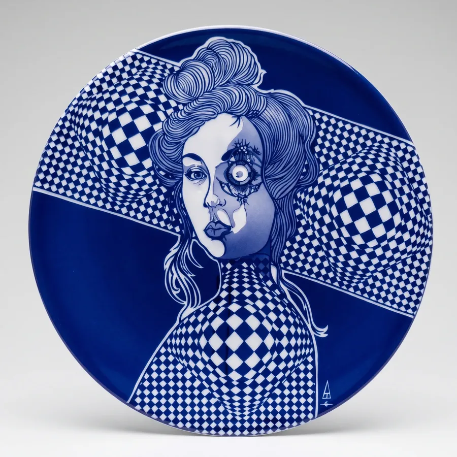 Plate XXXII from Alluring Cyborg Series, a glass artwork by Trish Duggan