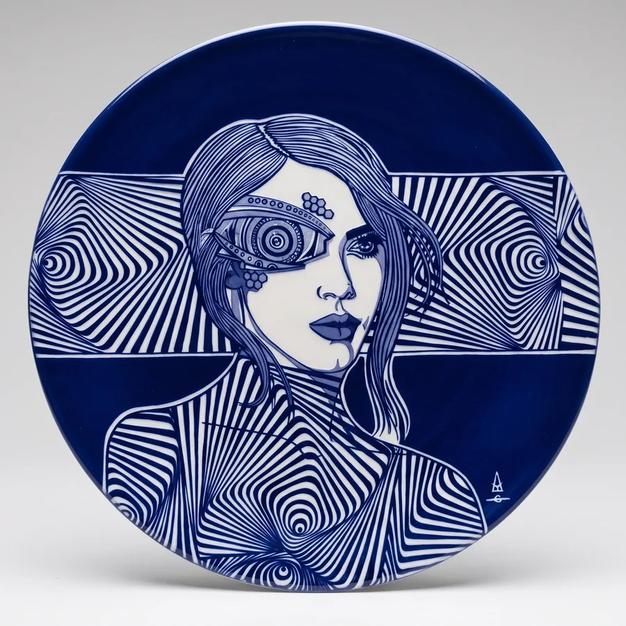 Plate XXXV from Alluring Cyborg Series, a glass artwork by Trish Duggan