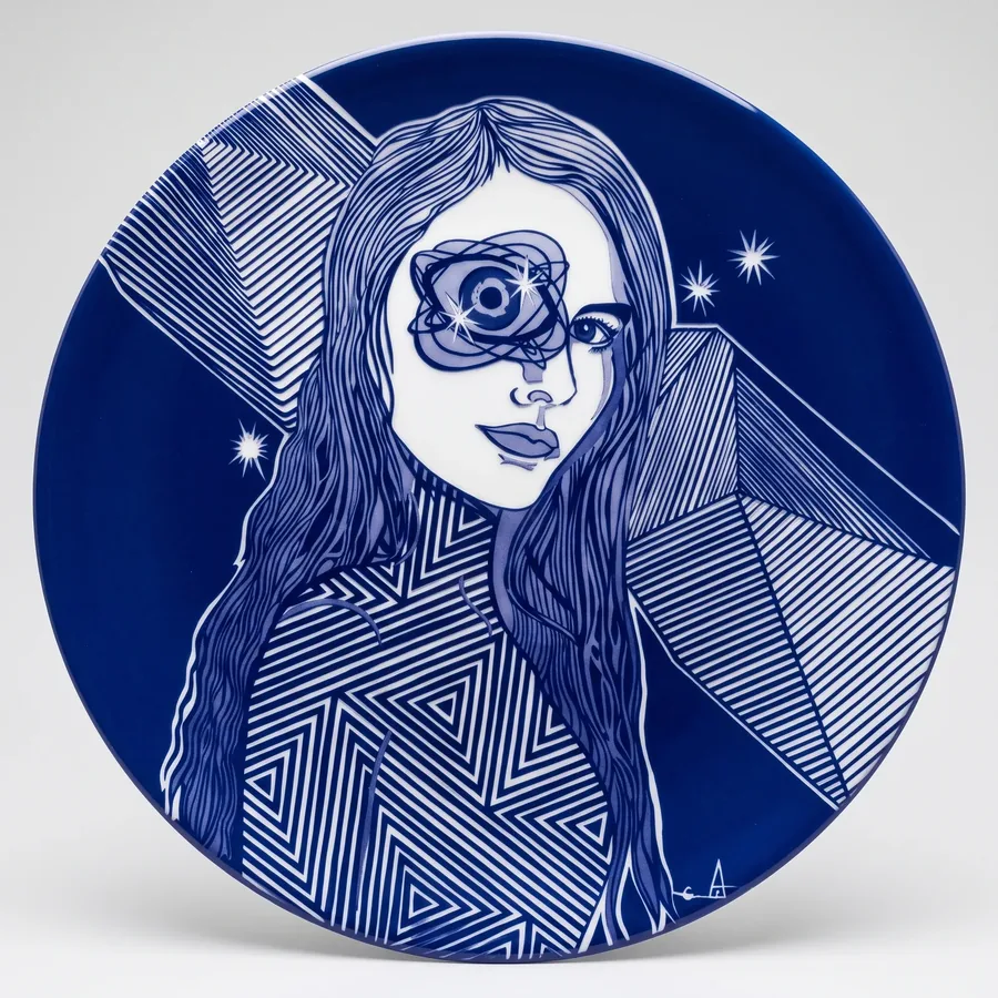 Plate XXXVI from Alluring Cyborg Series, a glass artwork by Trish Duggan