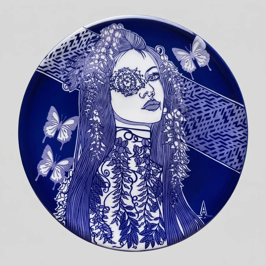 Plate XLII from Alluring Cyborg Series, a glass artwork by Trish Duggan