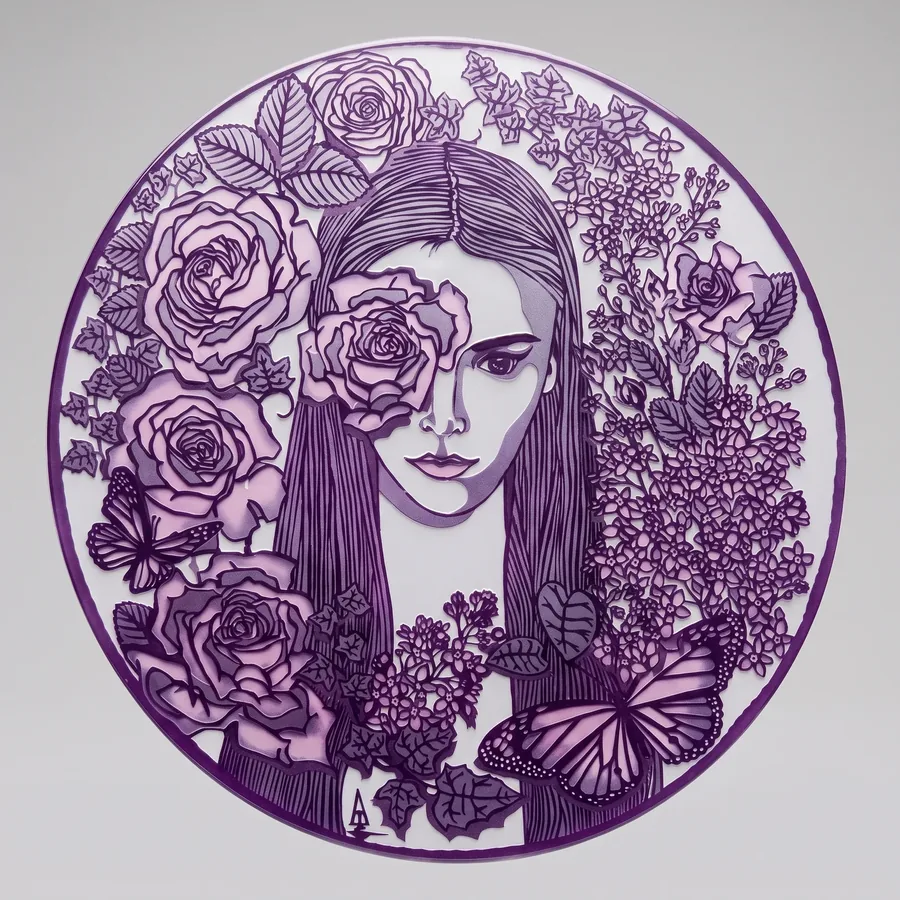 Plate XLVI from Alluring Cyborg Series, a glass artwork by Trish Duggan