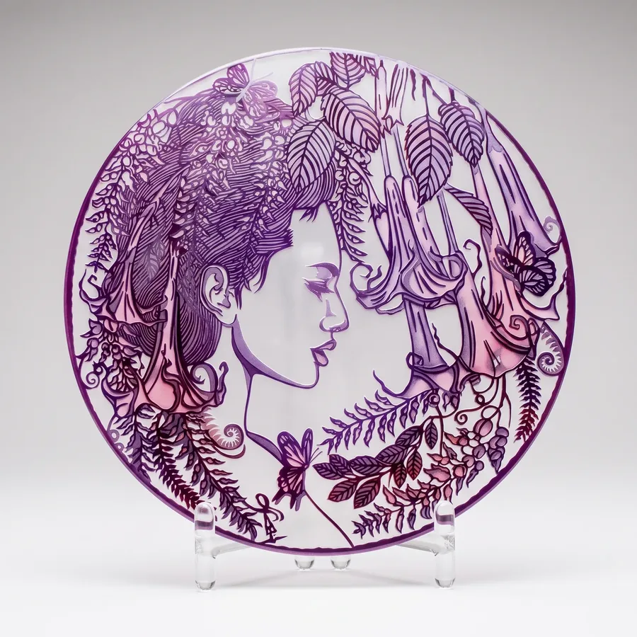 Plate XLVII from Alluring Cyborg Series, a glass artwork by Trish Duggan