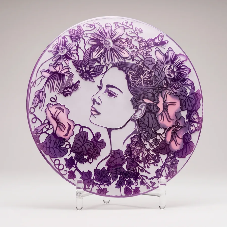 Plate L from Alluring Cyborg Series, a glass artwork by Trish Duggan