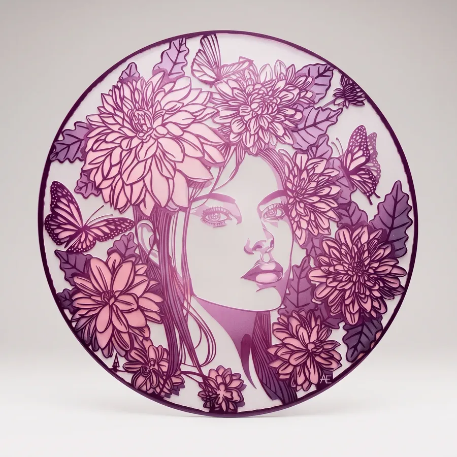 Plate LIII from Alluring Cyborg Series, a glass artwork by Trish Duggan