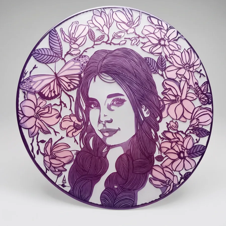 Plate LXII from Alluring Cyborg Series, a glass artwork by Trish Duggan