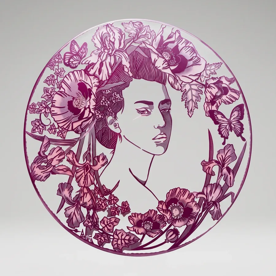 Plate LXIII from Alluring Cyborg Series, a glass artwork by Trish Duggan