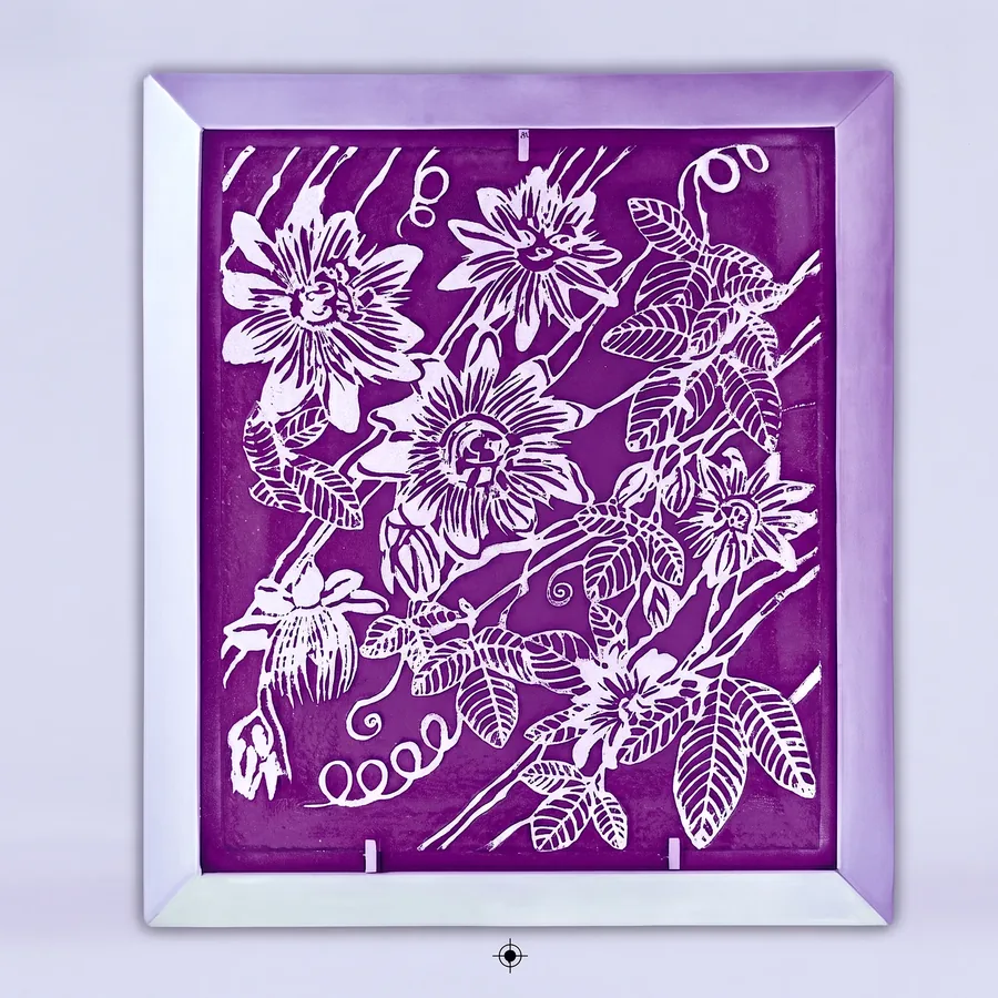 Plate XIX from Compassion, a glass artwork by Trish Duggan