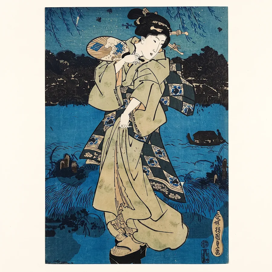 Plate I from Imagine the Beauty of Japan, a glass artwork by Trish Duggan