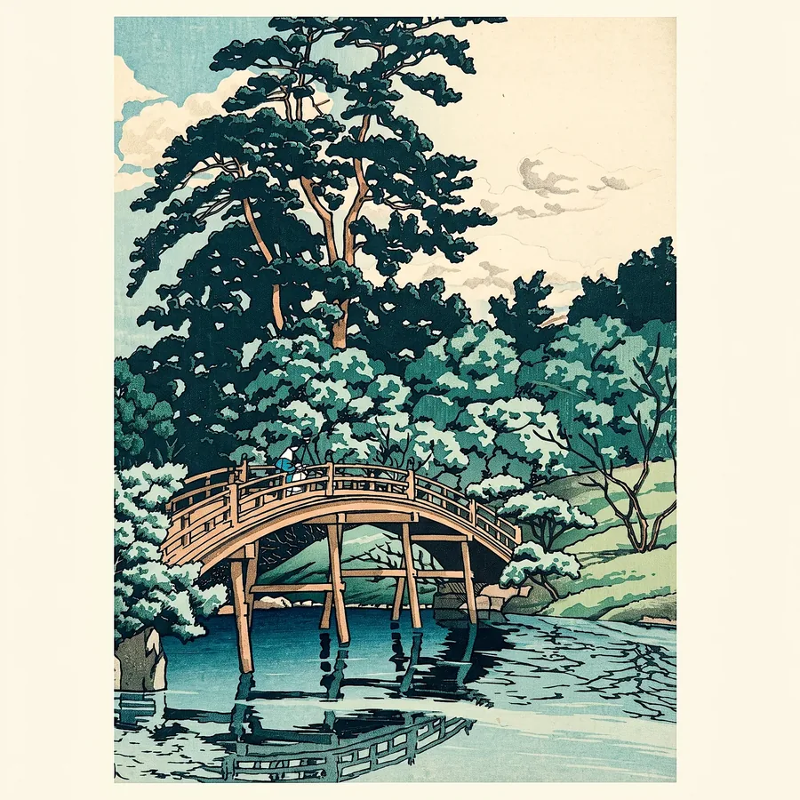 Plate II from Imagine the Beauty of Japan, a glass artwork by Trish Duggan