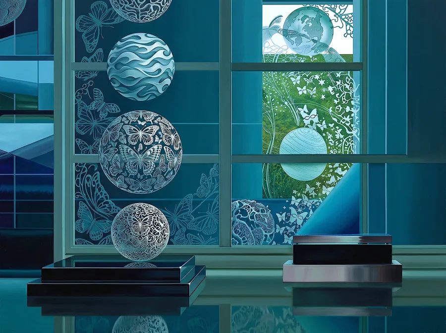 Plate I from My Reflections on Art, a glass artwork by Trish Duggan