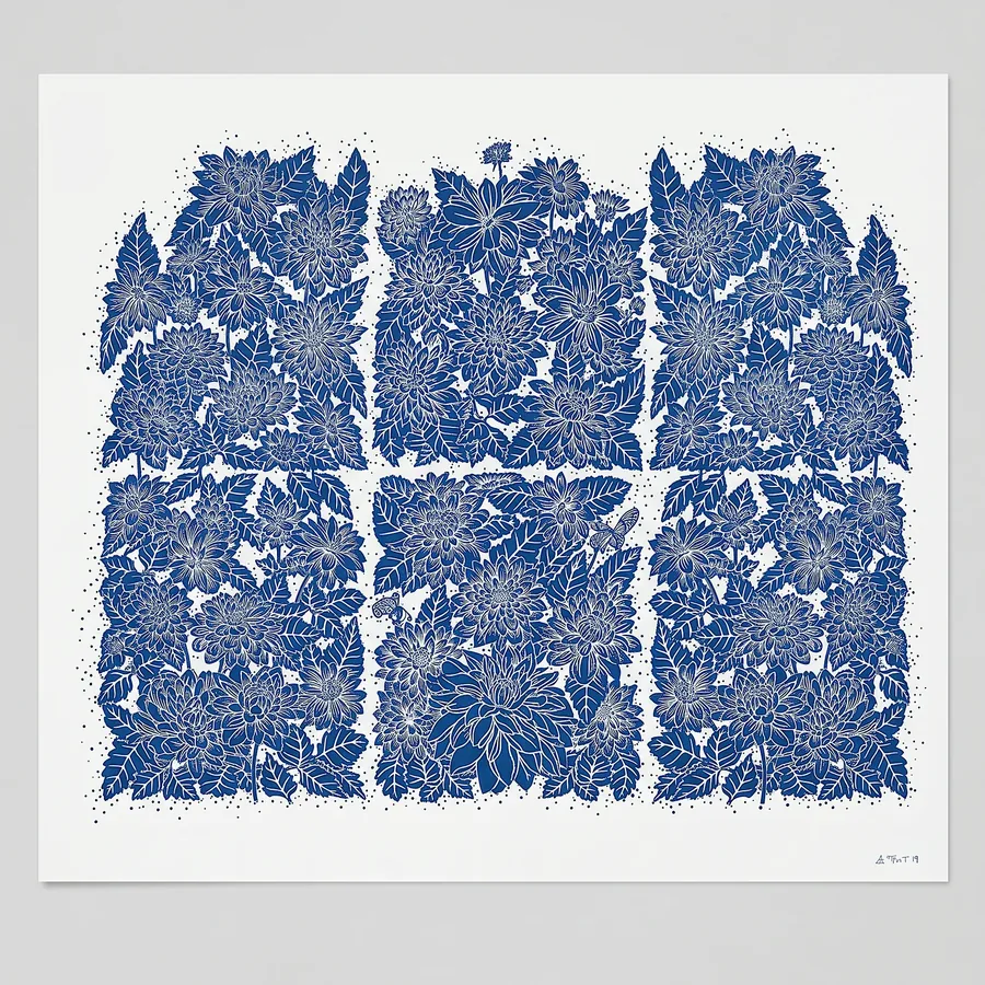 Plate VIII from The Beauty of Blue, a glass artwork by Trish Duggan