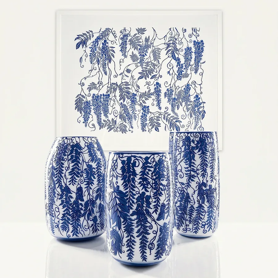 Plate XI from The Beauty of Blue, a glass artwork by Trish Duggan
