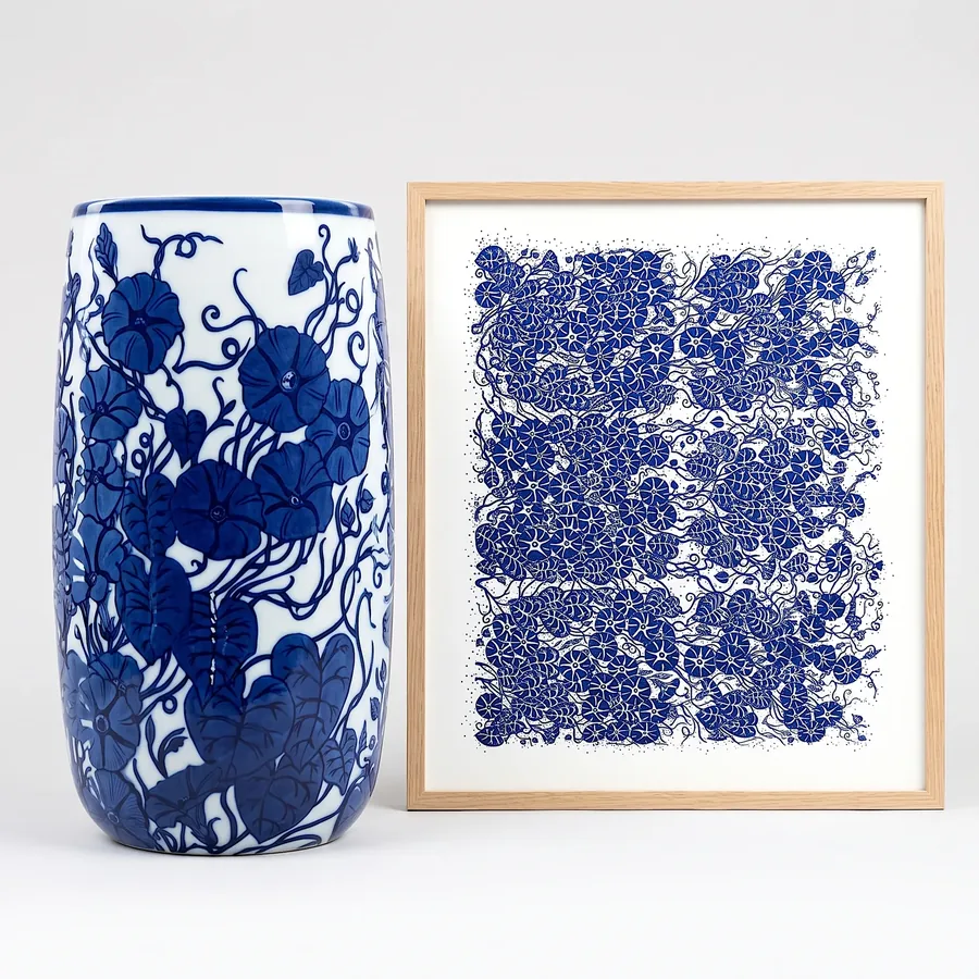 Plate VII from The Beauty of Blue, a glass artwork by Trish Duggan