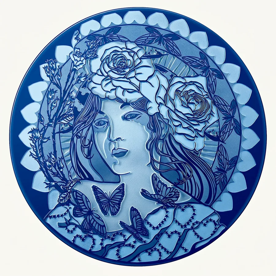 Plate XIV from The Beauty of Blue, a glass artwork by Trish Duggan