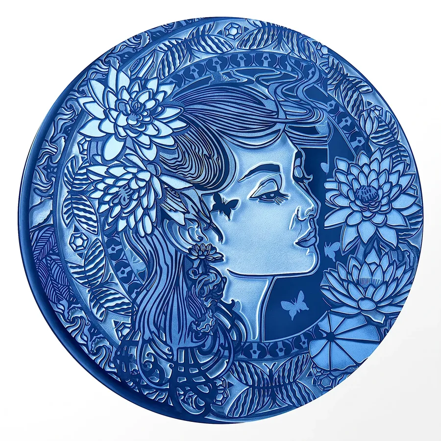 Plate XVI from The Beauty of Blue, a glass artwork by Trish Duggan