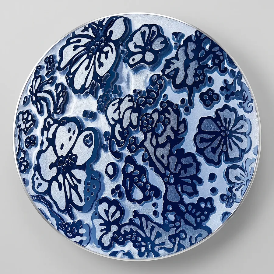 Plate XVII from The Beauty of Blue, a glass artwork by Trish Duggan