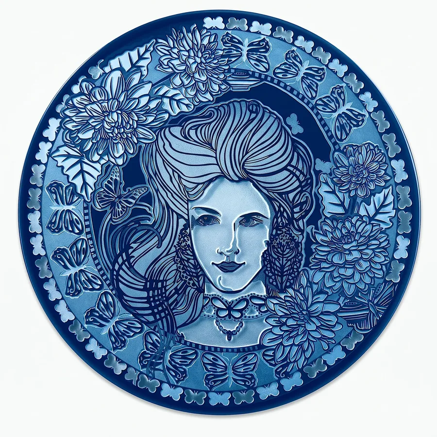Plate XVIII from The Beauty of Blue, a glass artwork by Trish Duggan
