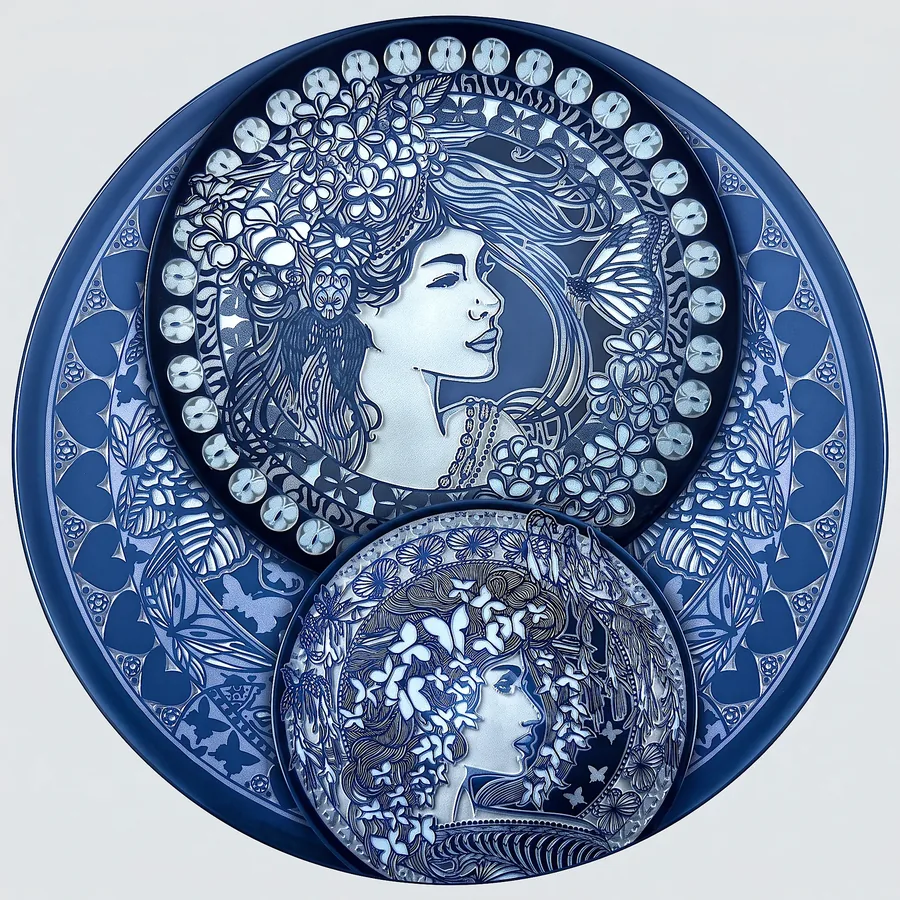 Plate I from The Beauty of Blue, a glass artwork by Trish Duggan