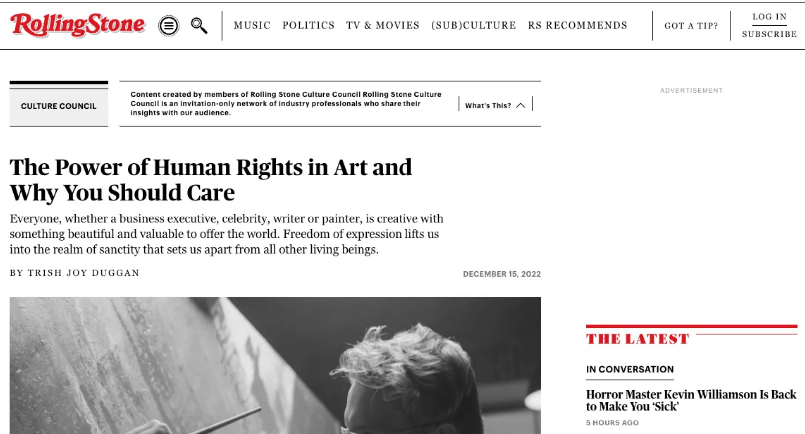 Rolling Stone: The Power of Human Rights in Art